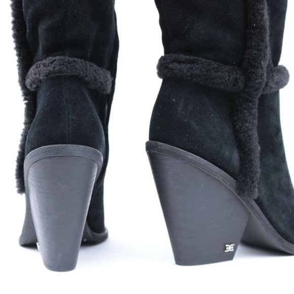 Sam Edelman Ilsa Faux Fur Suede Knee High Block Heel Boots Size 6 - Picture 6 of 9